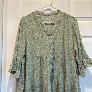 Sweet Salt Green Floral Tiered Midi Dress - Size 18/20